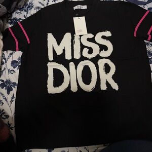 Black fashion Sweater with white lettering and Pink Highlight trim